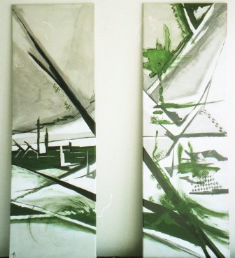 Greenish I & II 2 x 40 x 120 cm